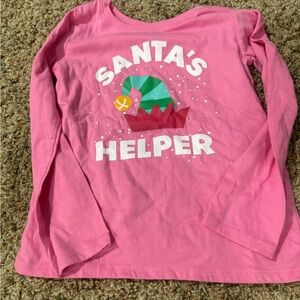 The Children's Place Pink Santa's Helper Long Sleeve Tee